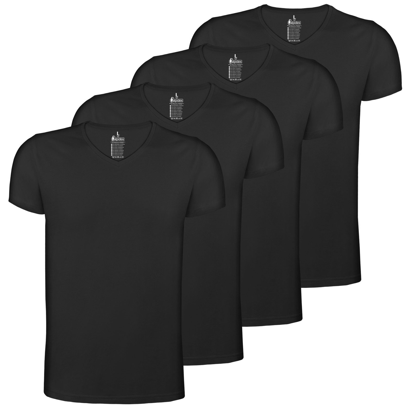V-Shirt ALPIDEX Herren T-Shirts 4er Set Unterhemd Kurzarm Stretch V-Ausschnitt