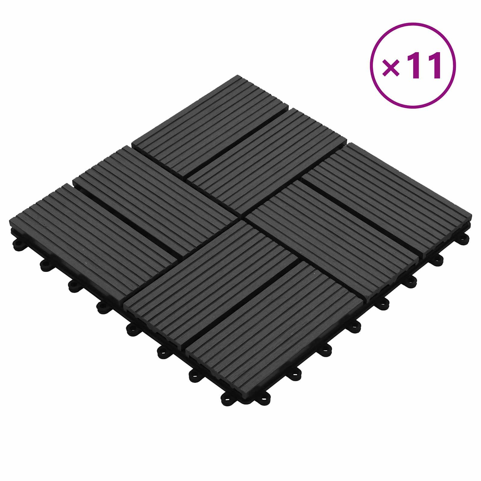 vidaXL Terrassendielen Terrassenfliese 11 stk. Schwarz 30 x 30 cm WPC, BxL: je 30x30 cm, (11-St)