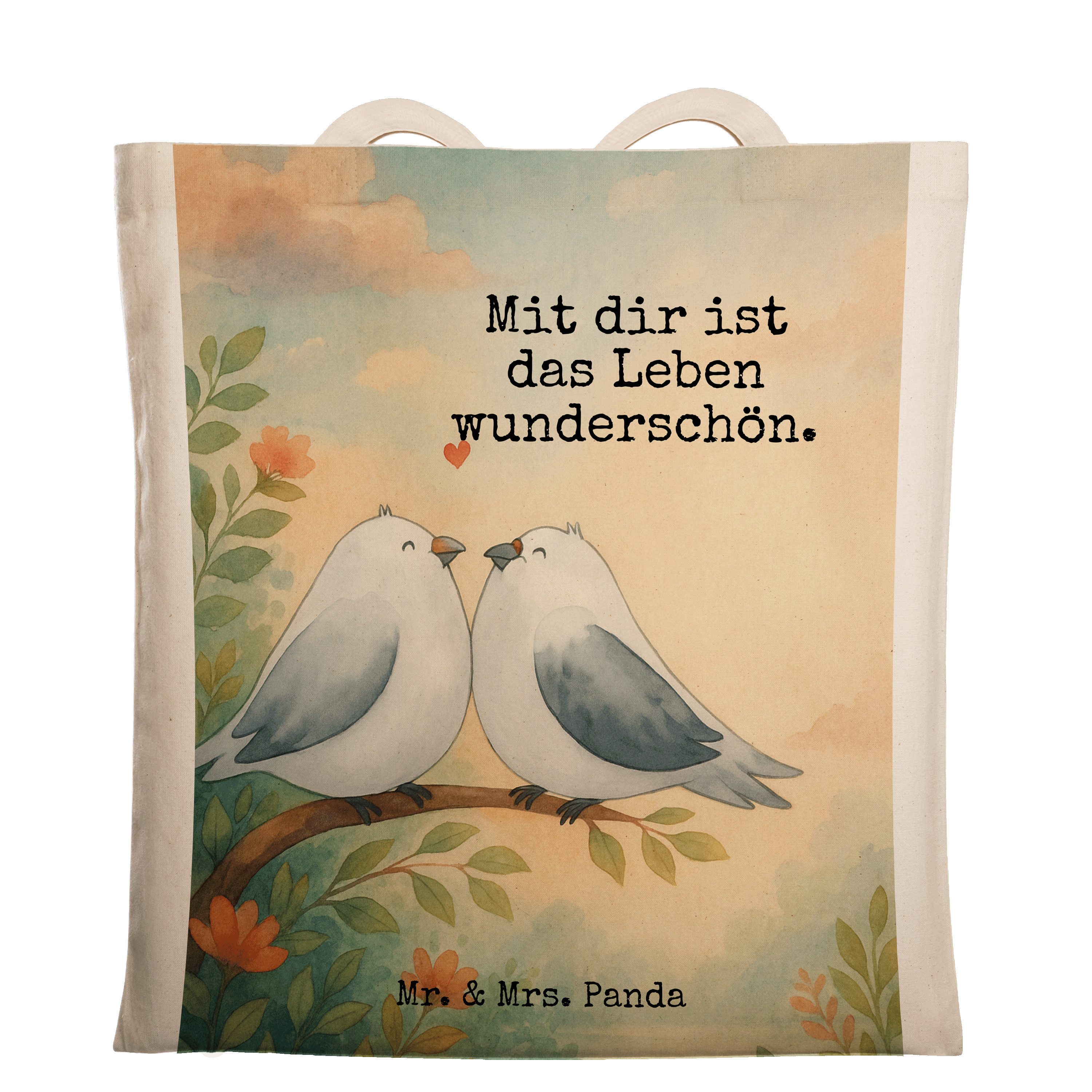 Tragetasche Turteltauben Liebe Design, Tote Bag, Weiß, Freundin, Bag, Beutel, Tas