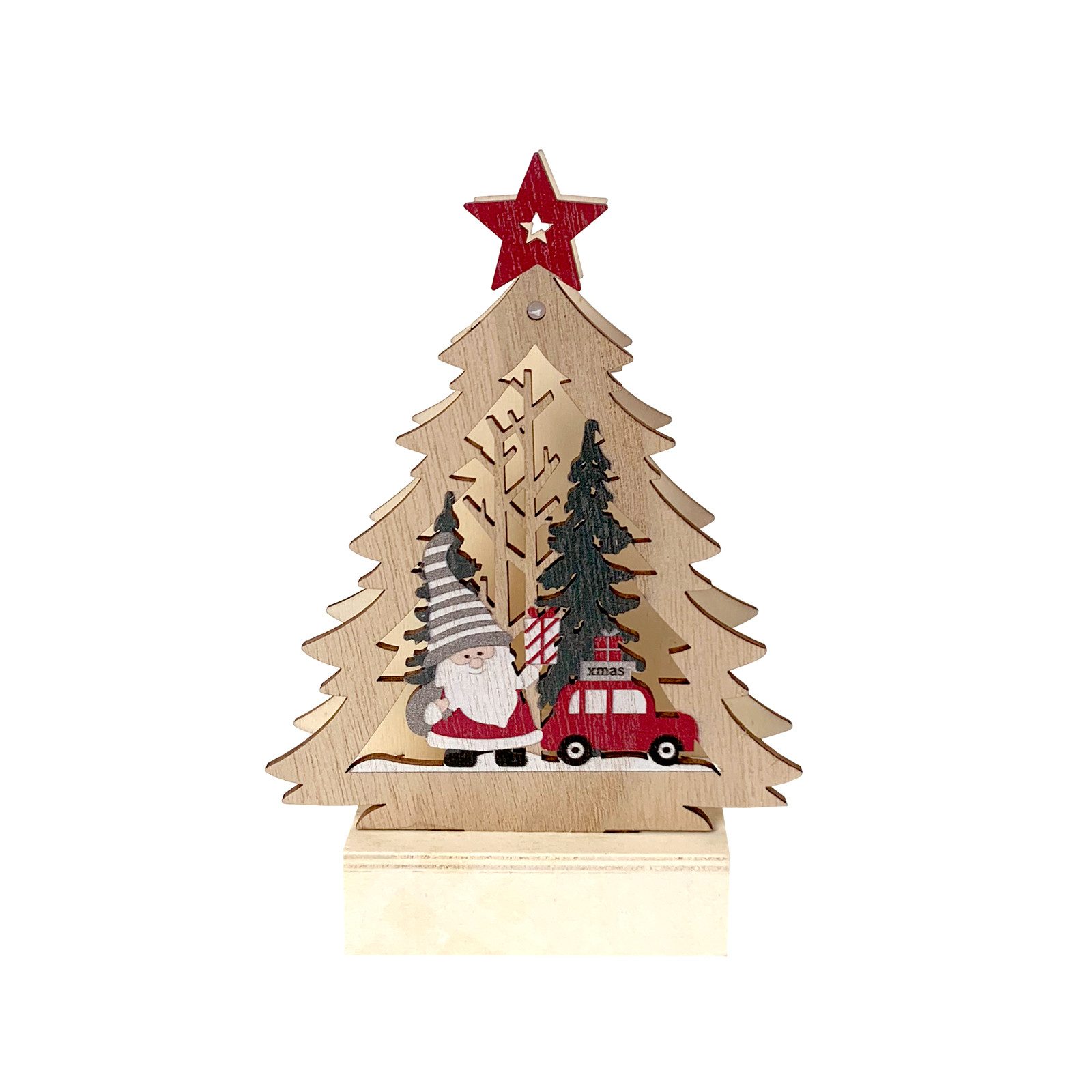 HTI-Living Weihnachtsfigur Leuchtspitze Weihnachtsmann kommt mit dem Auto (Stück, 1 St., 1 Leuchtdeko, ohne Batterien), Weihnachtsdeko