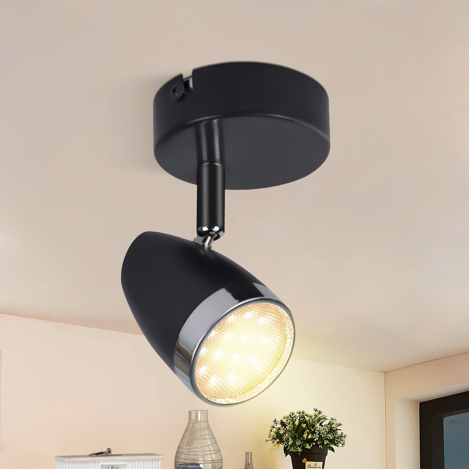 Gr4tec Deckenstrahler LED 2-flammig - Schwenkbar, GU10, Schwarz - Für Decke & Wand, Küche, Flur, Büro