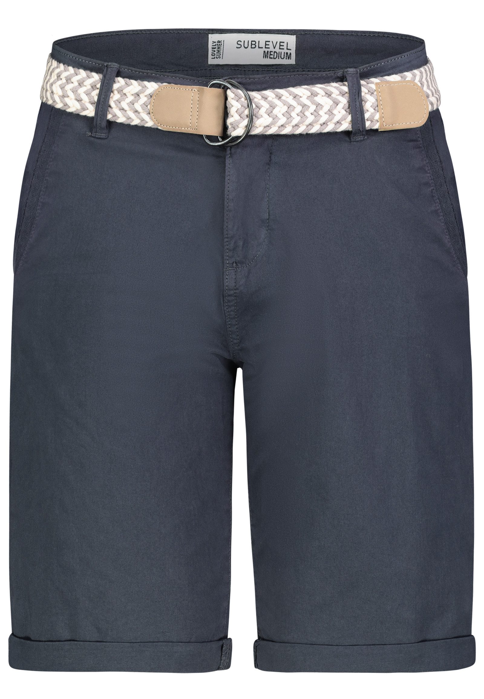 SUBLEVEL Bermudas Damen Short Bermuda kurze Hose Sommer Chino Stoff Hose mit Gürtel – Bild 5 von 5