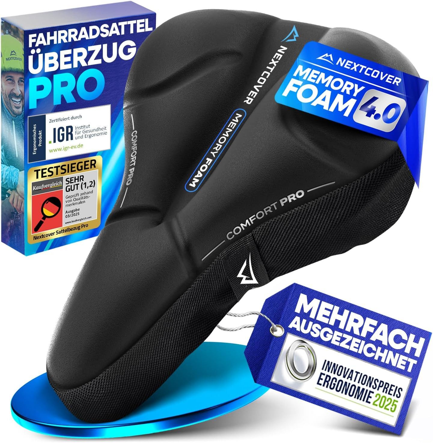 Sattelbezug Nextcover® Fahrradsattel Überzug CoverPro mit [Memory Foam 4.0]
