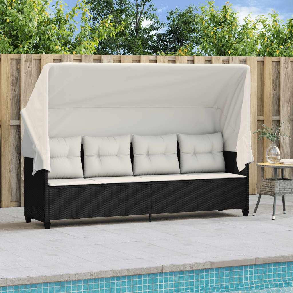 vidaXL Gartenliege Sonnenliege mit Dach und günstig online kaufen