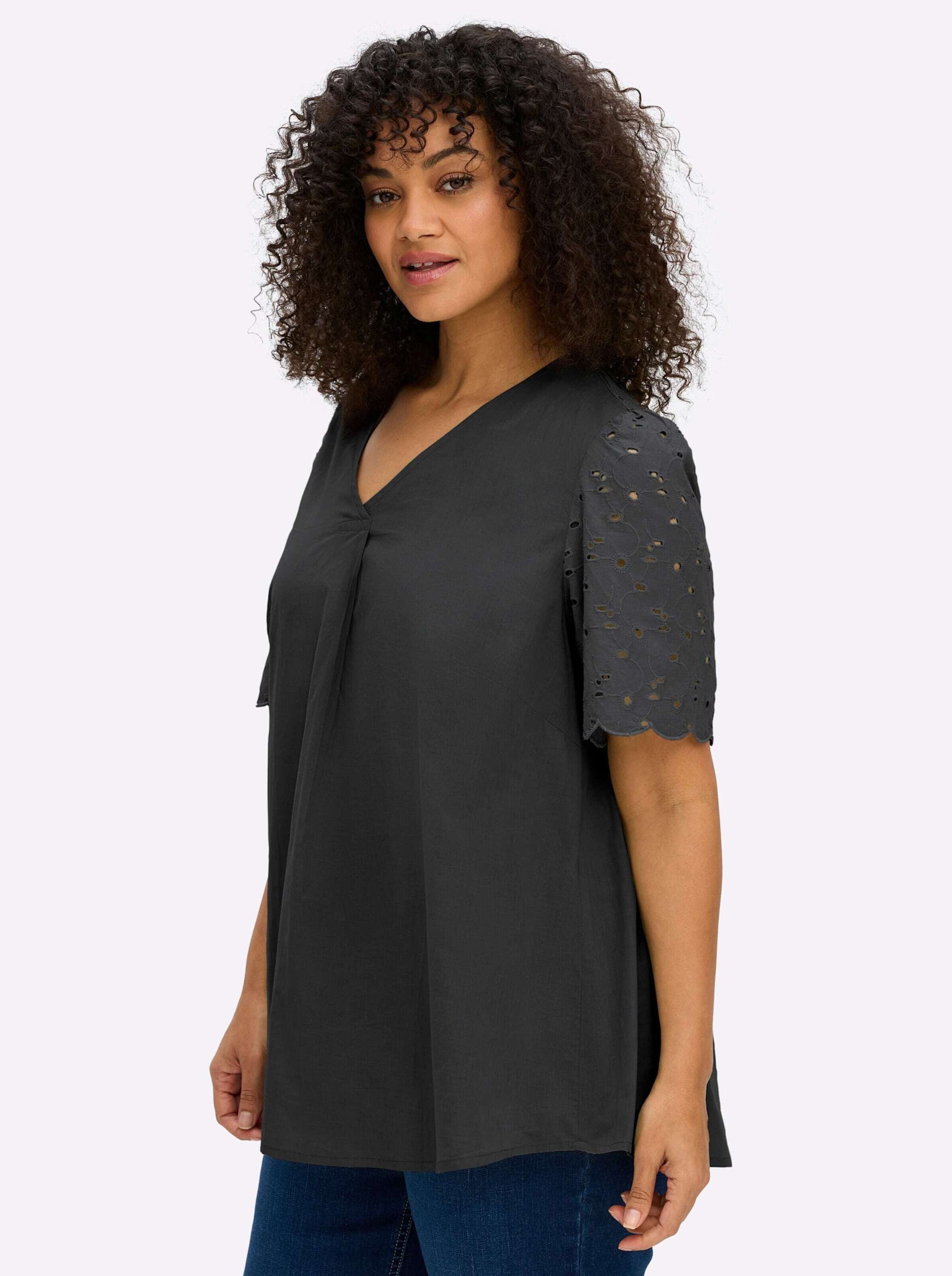 Sheego Klassische Bluse Kurzarmbluse Kurzarm