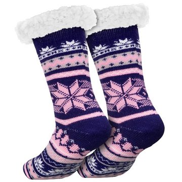 compagno Kuschelsocken (1-Paar) Kuschelsocken Schnee-Stern Noppensocken Anti Rutsch Sohle Wintersocken Damen Herren Socken Einheitsgröße