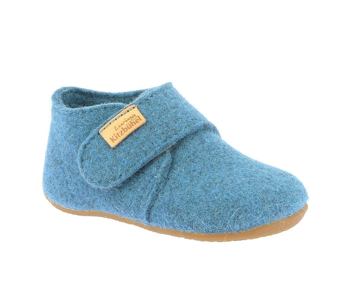 Living Kitzbühel Klettmodell Filz (Wolle) - hoher Schaft - Unifarben Kids iyonsblau Hausschuh