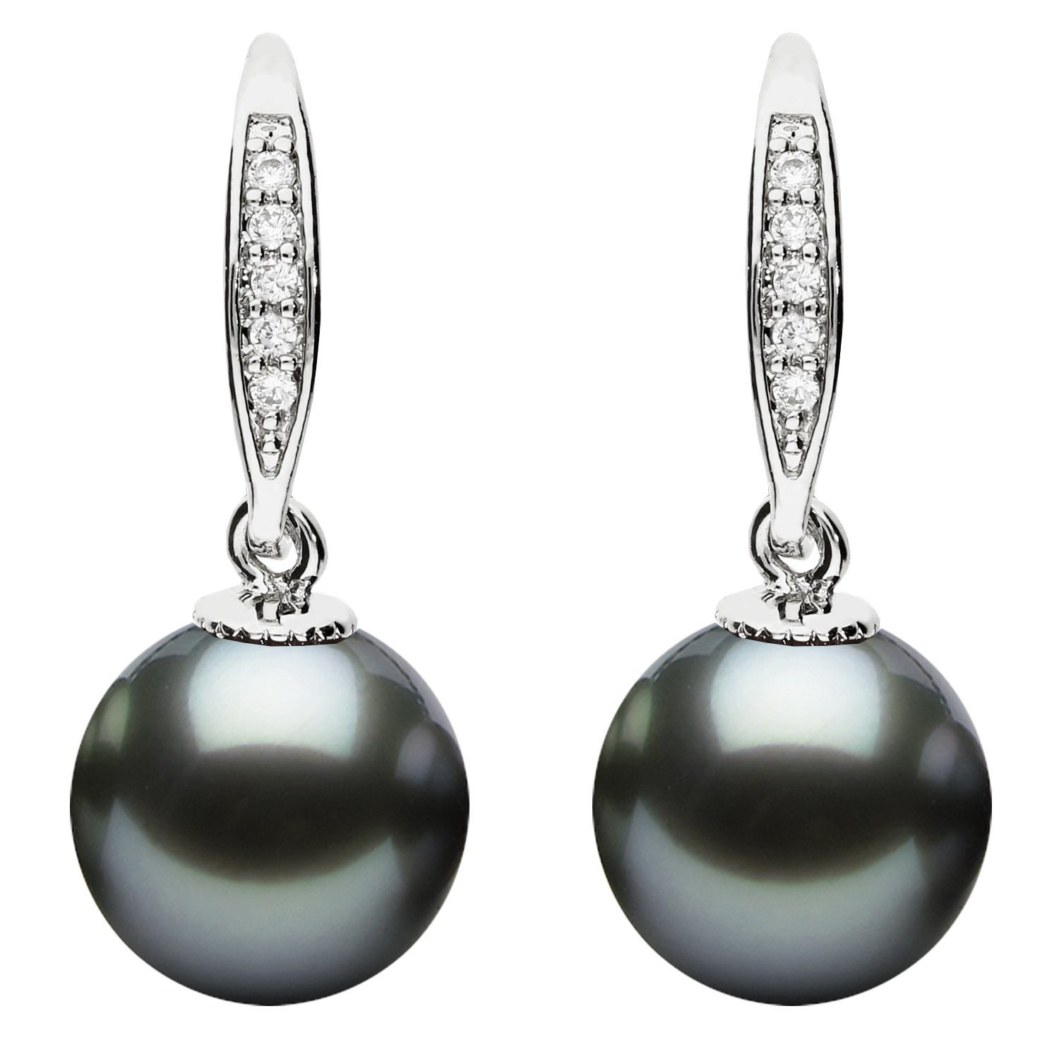 LÖB Perlenohrringe Ohrringe Hängend Zirkonia Tropfen Perlen Perlenohrringe silber schwarz (Geschenke für Frauen Beste Freundin Mutter Mama Damen zum Geburtstag Weihnachten Weihnachtsgeschenke, Inkl. Schmuckbox), Damen Ohrhänger Stein Perlenanhänger Anhänger Brautschmuck Tropenform
