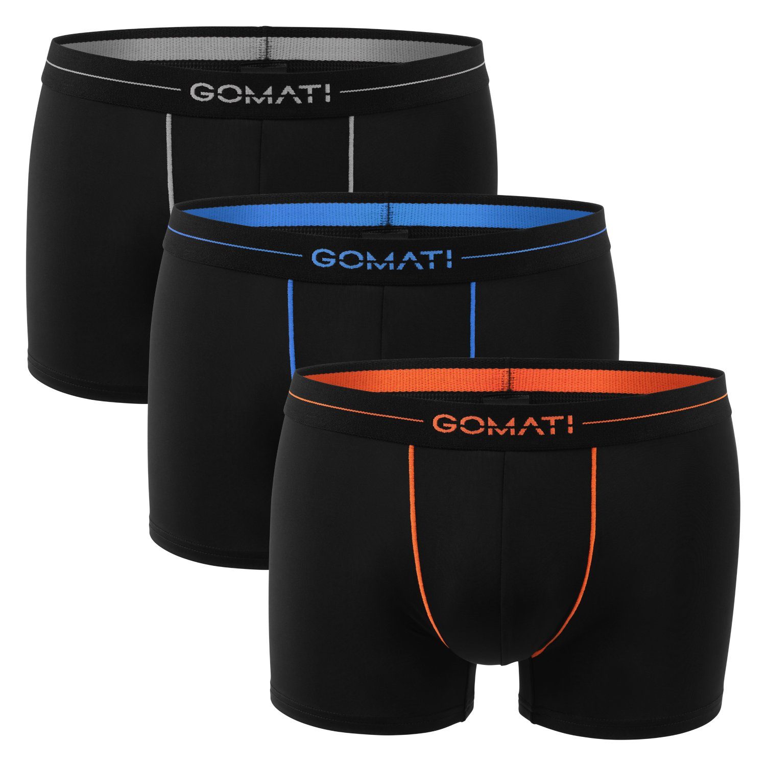 Gomati Boxershorts Herren Mikrofaser Retroshorts (3er Pack) Boxer mit Logo-Bund