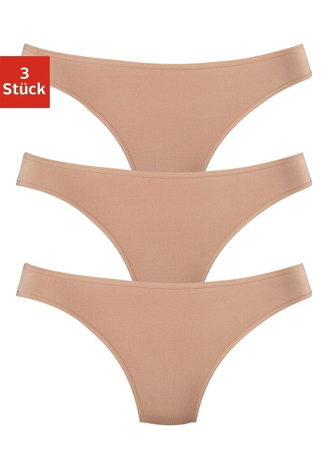 (Packung, 3-St) LASCANA aus Modal-Qualität String hochwertiger beige