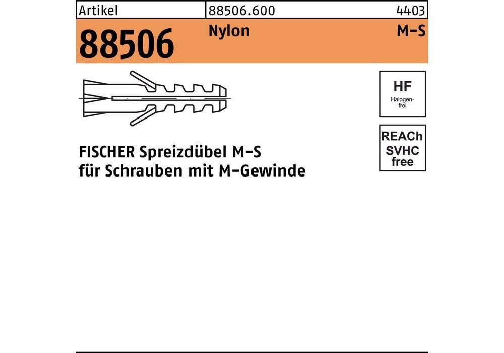Fischer 40 Dübel R / M S 6 88506 Nylon Universaldübel