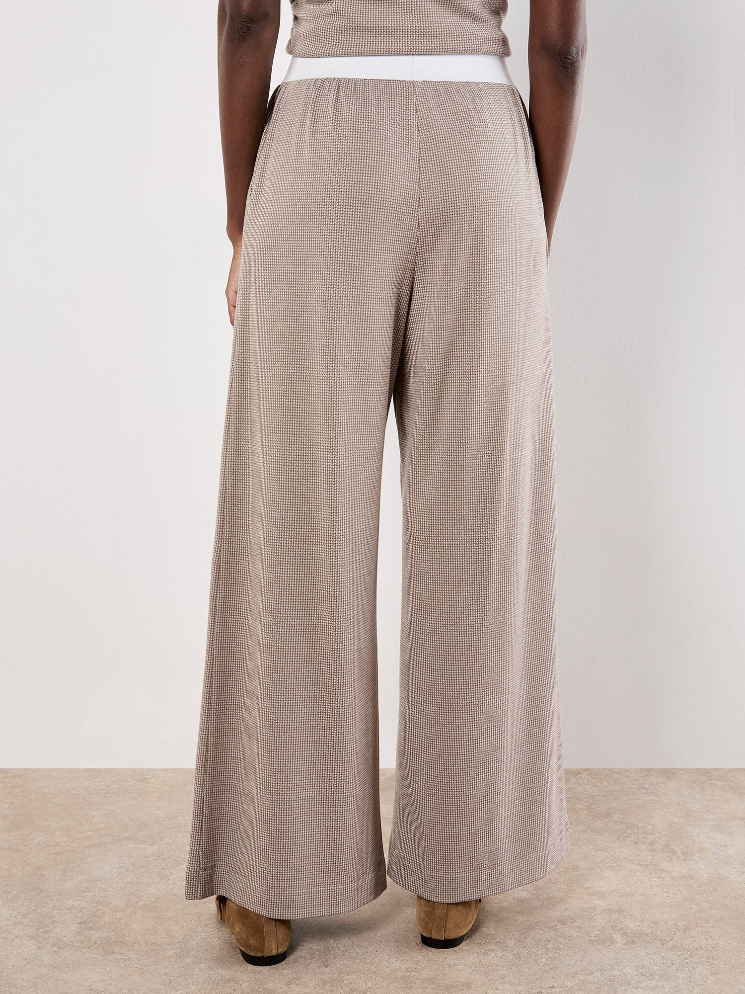 Apricot Strickhose Weite Hose mit Hahnentrittmuster