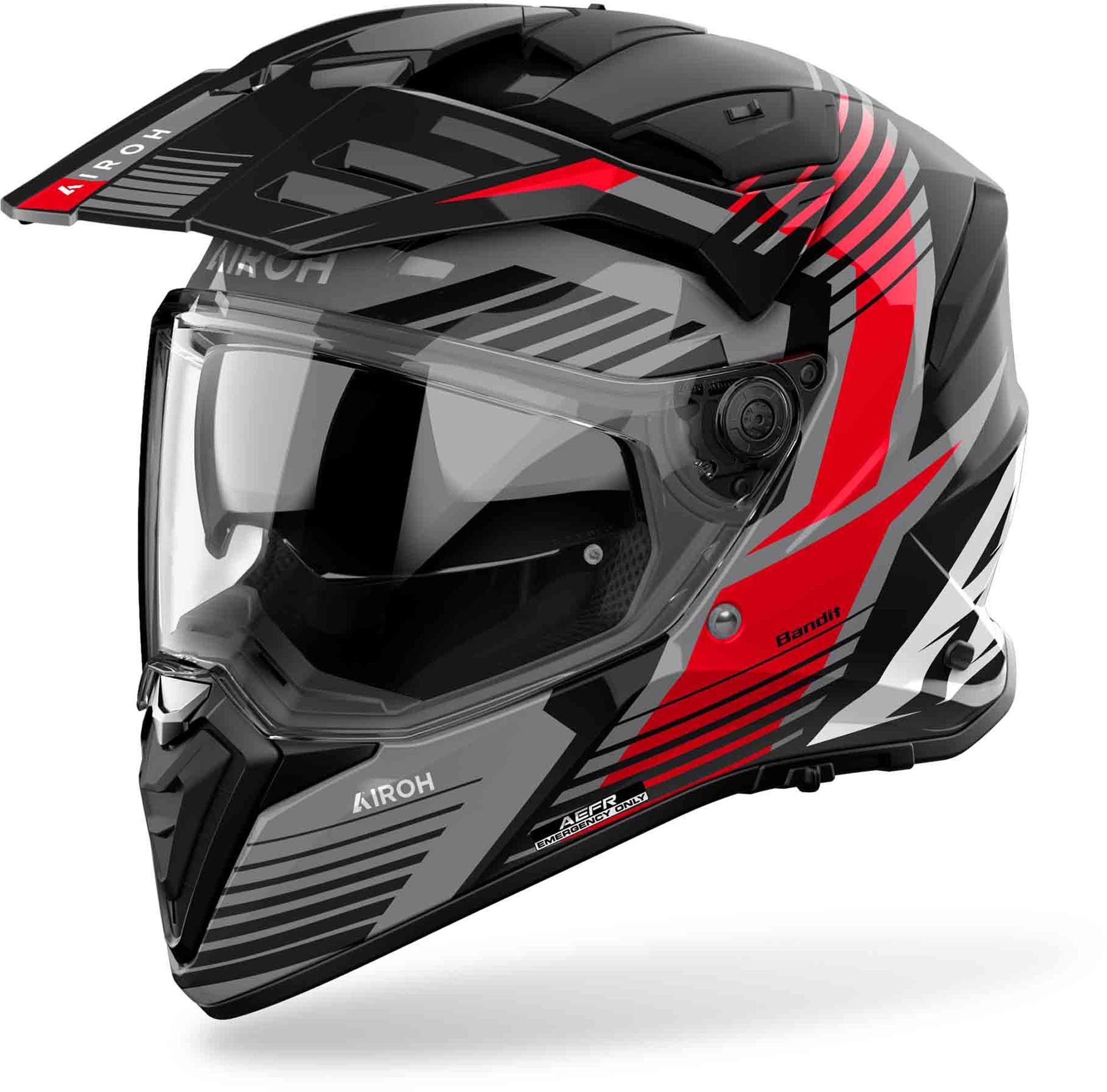 Airoh Motocrosshelm Bandit Spicy Enduro Helm, vorbereitet für Kommunikationssystem,Notfallsystem-Polsterung (EQ