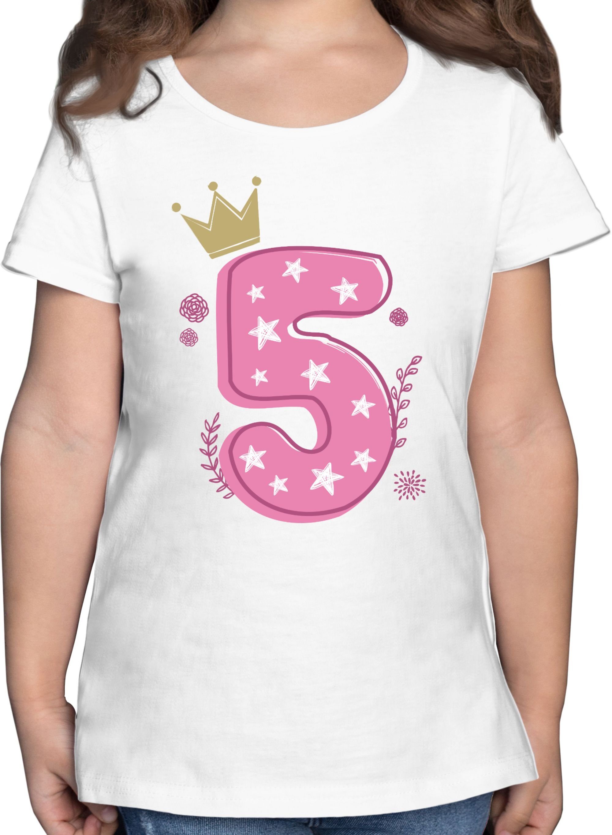Shirtracer T-Shirt »Fünfter Mädchen Krone Sterne - 5. Geburtstag - Mädchen Kinder T-Shirt 
