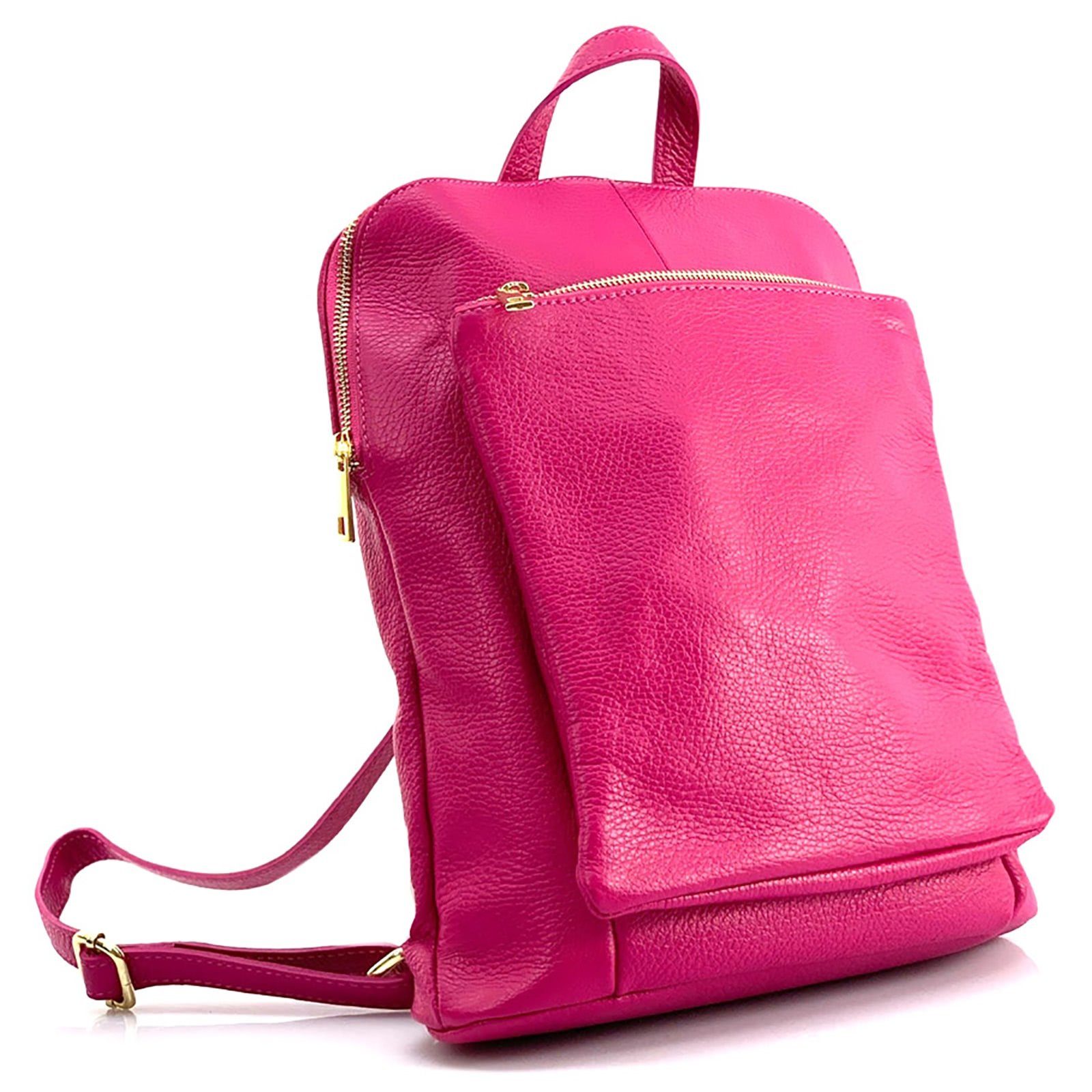 FLORENCE Cityrucksack Florence Rucksack Damen Echtleder, Damen Leder Cityrucksack, fuchsia, pink ca. 30cm