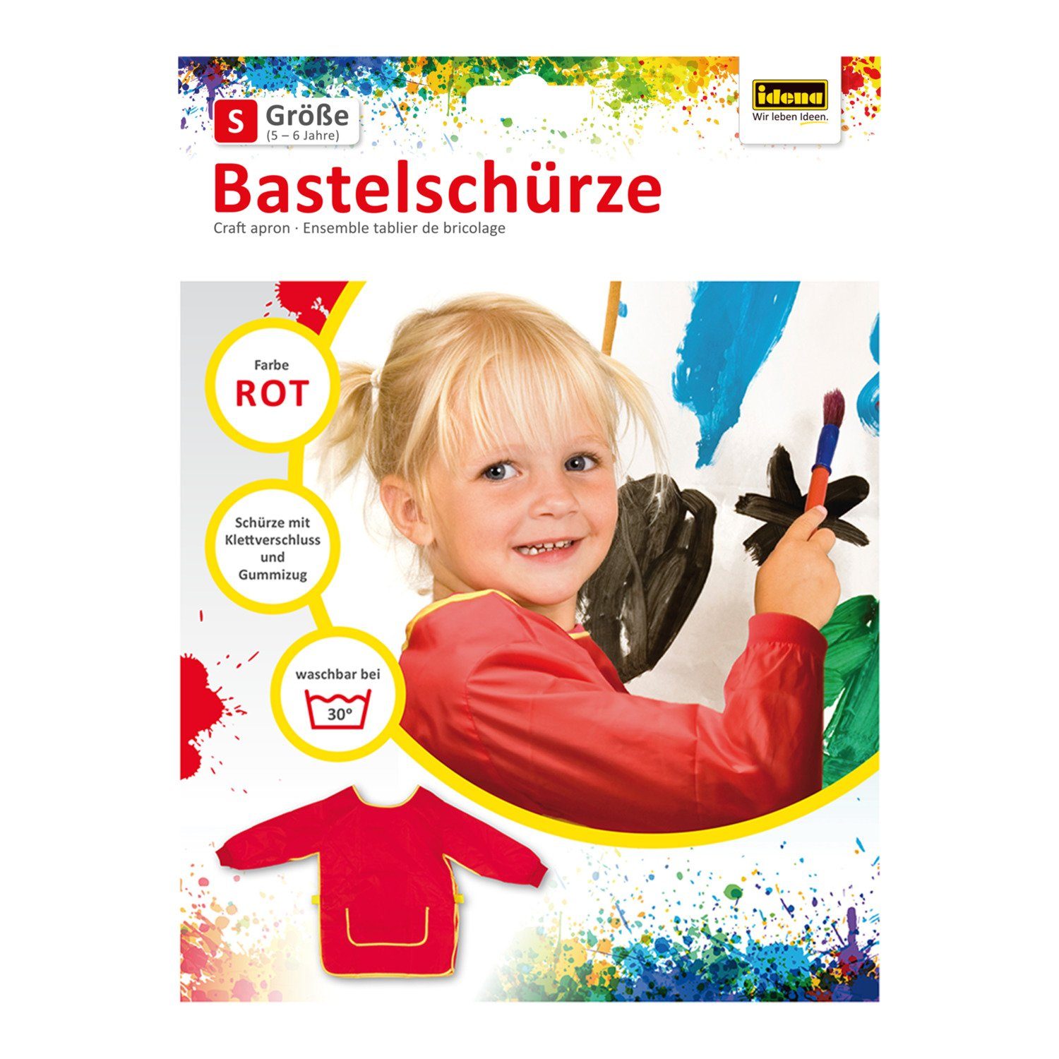 Idena Malschürze Idena 611184 - Bastelschürze für Kinder von 5 bis 6 Jahren mit langen