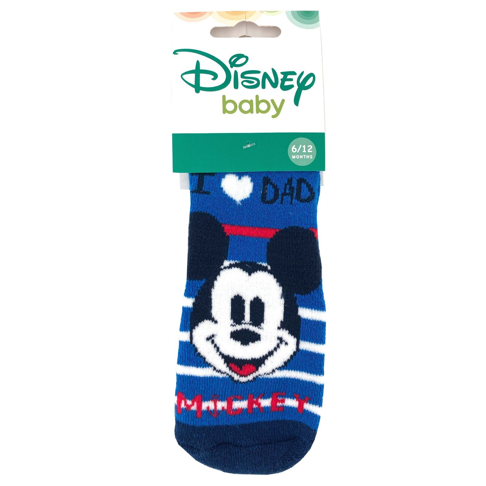 Disney Mickey Mouse Socken Mickey Mouse Baby Antirutsch-Socken, warm, 1  Paar, blau, Babysocken - I love Dad Mickey