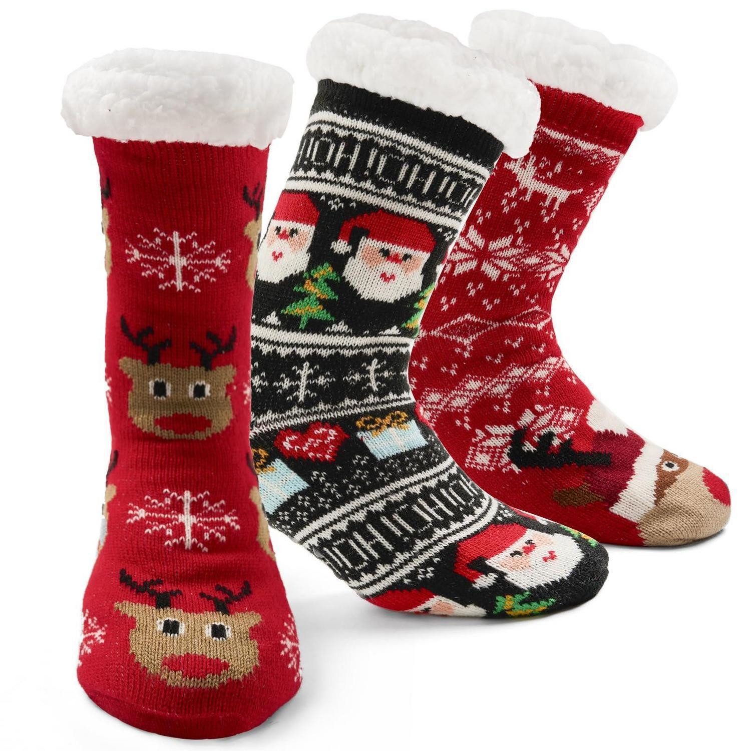 LuxusKollektion Kuschelsocken Kuschelsocken Damen Winter 3 Paar 36/41 Elch