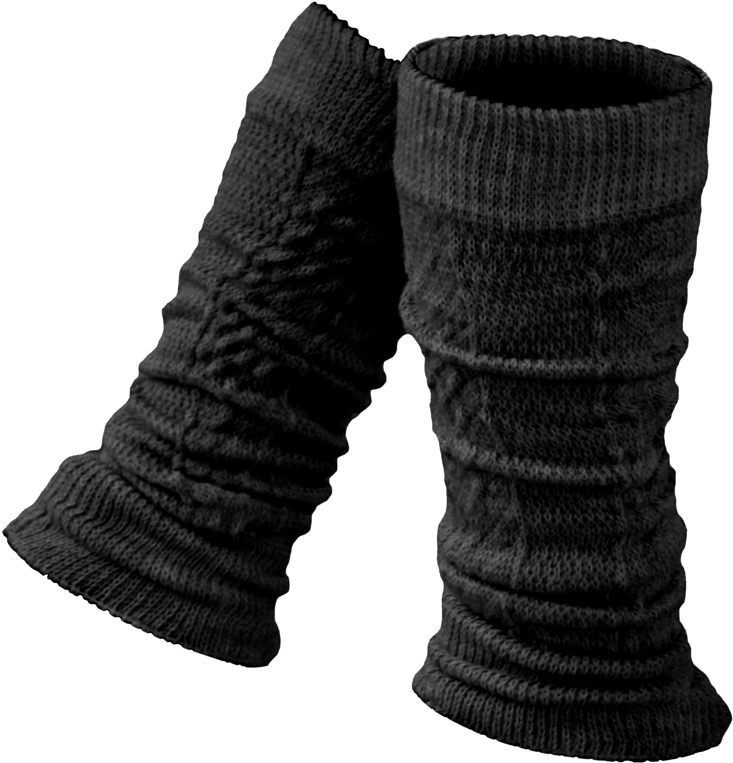 mit Wolle Paar 2 normani modische Schwarz Strickstulpen Strickstulpen Beinstulpen