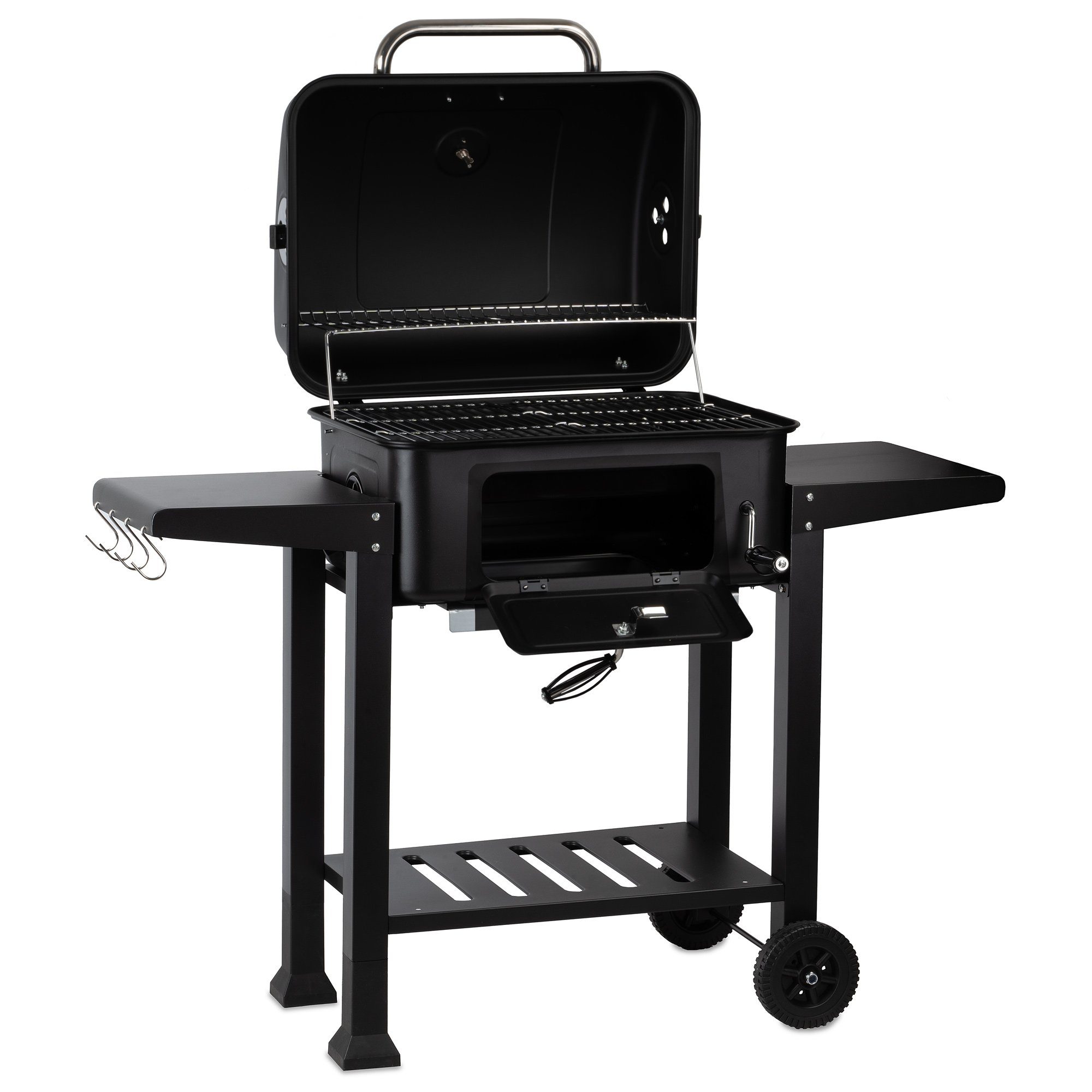 BBQ-Toro Holzkohlegrill Holzkohle Grillwagen mit höhenverstellbarer Kohleschale, Holzgrill – Bild 5 von 5