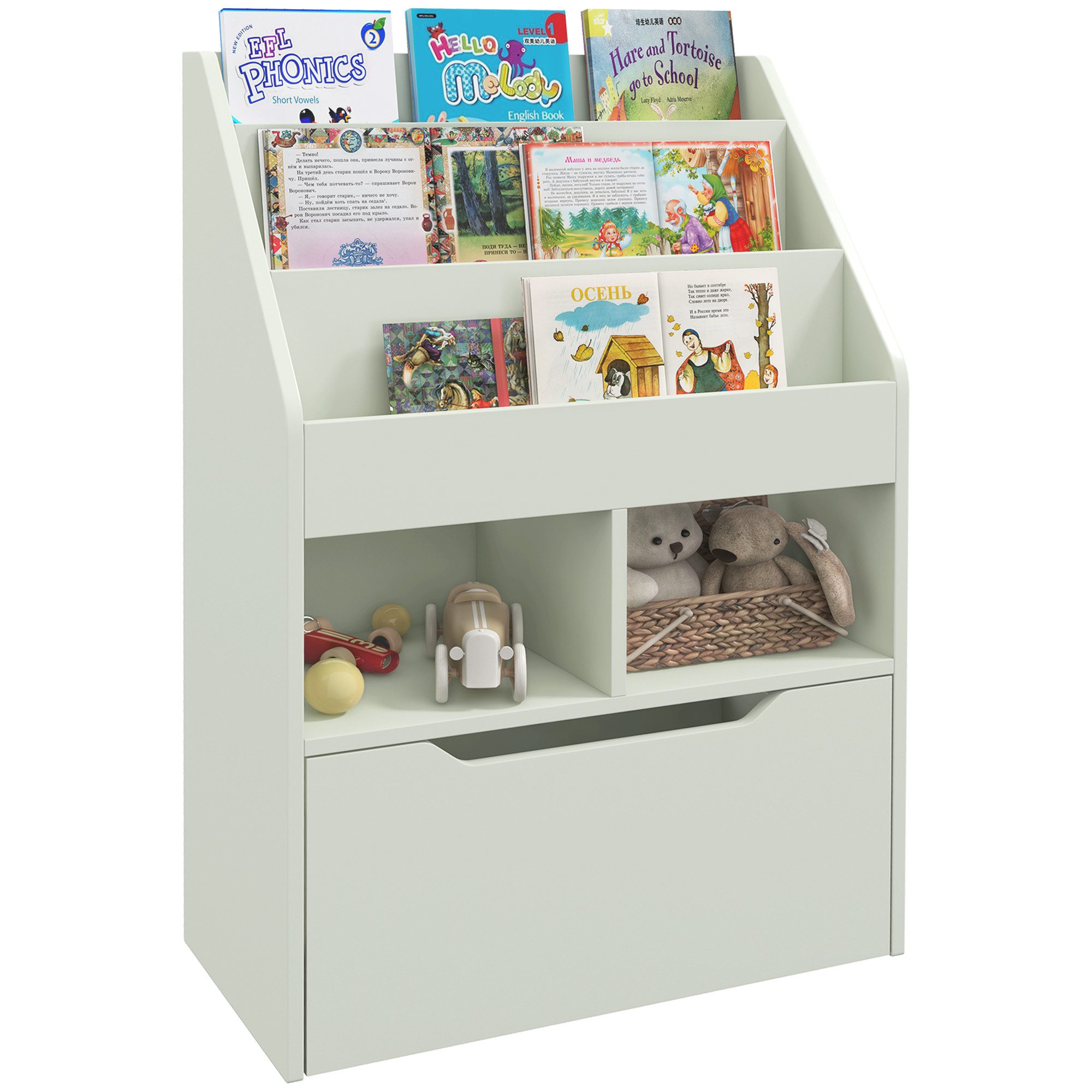 HOMCOM Kinderregal mit Schublade, 3 Ablagefächern günstig online kaufen