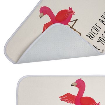 Badematte Flamingo Yoga - Weiß - Geschenk, Entspannung, Duschmatte, Badteppich, Mr. & Mrs. Panda, Höhe 1 mm, 100% Polyester, rechteckig, Stil-Statement