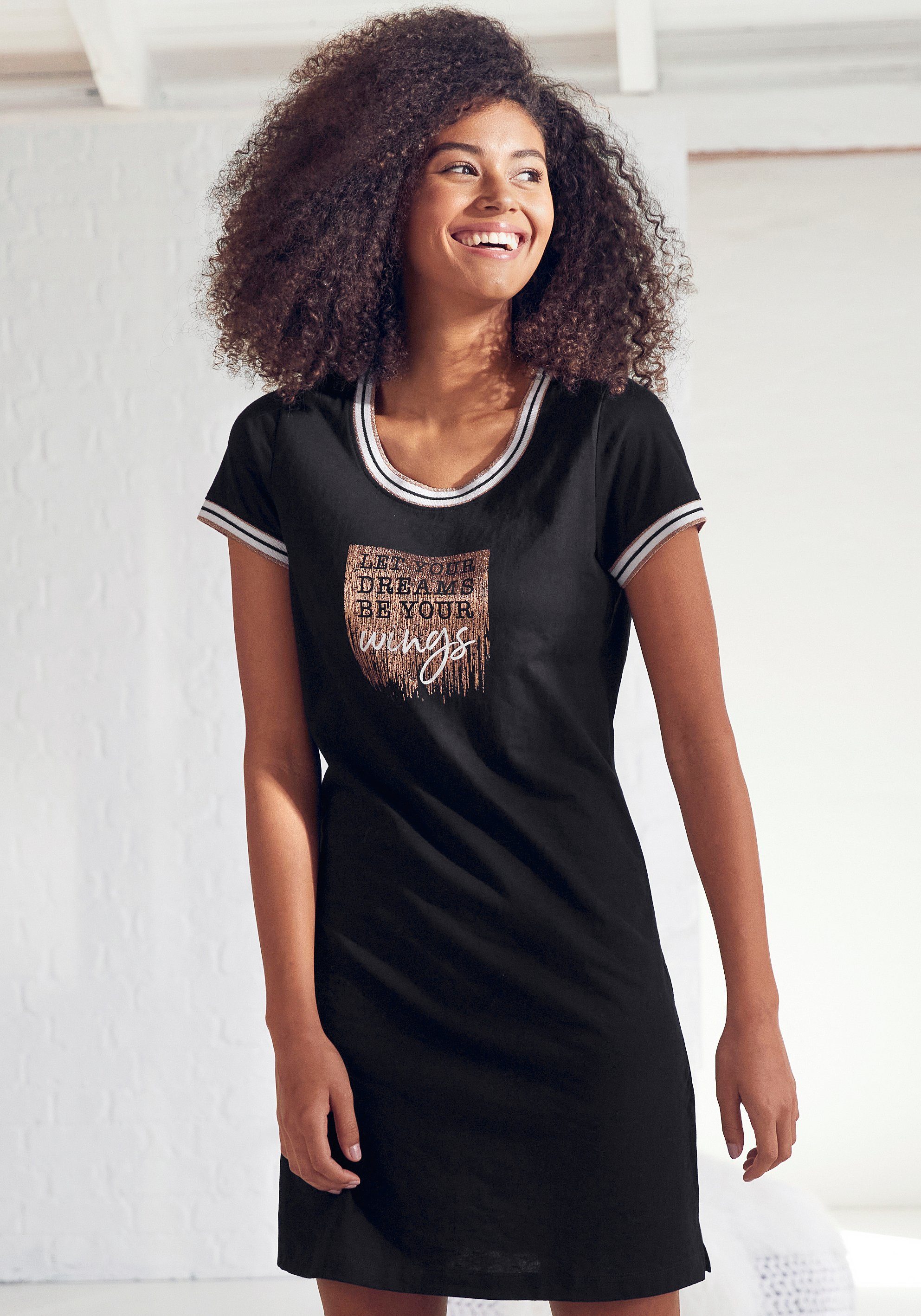 Vivance Dreams by Lascana Nachthemd mit Statement-Print – Bild 3 von 5