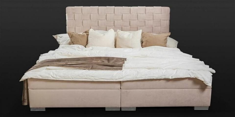 JVmoebel Boxspringbett Beige Chesterfield Doppelbett mit Matratze für elegantes Schlafzimmer (1-St., Bett), Made in Europa