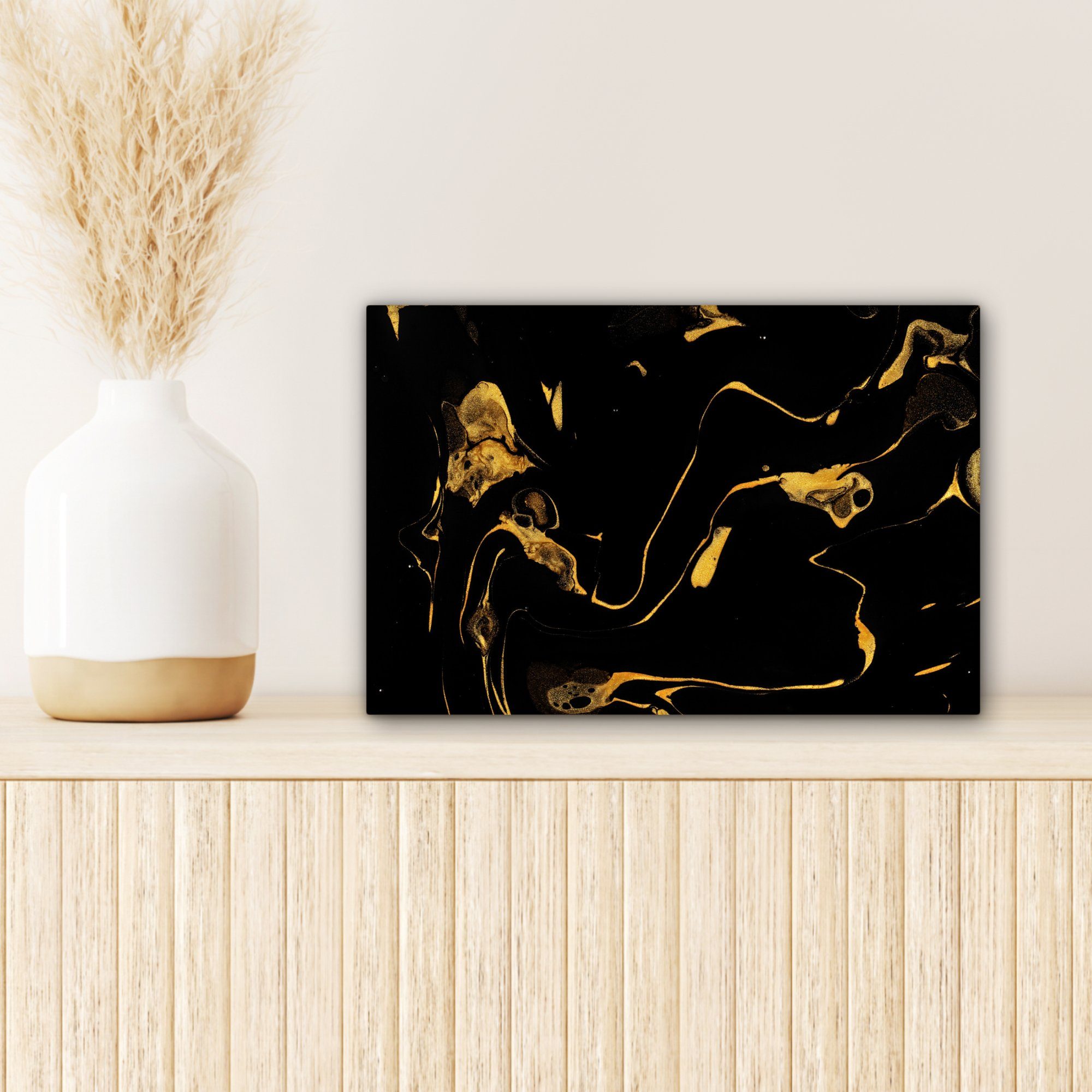 Leinwandbild St), cm Schwarz, 30x20 OneMillionCanvasses® Wanddeko, (1 Gold Muster - Aufhängefertig, - Wandbild Leinwandbilder,