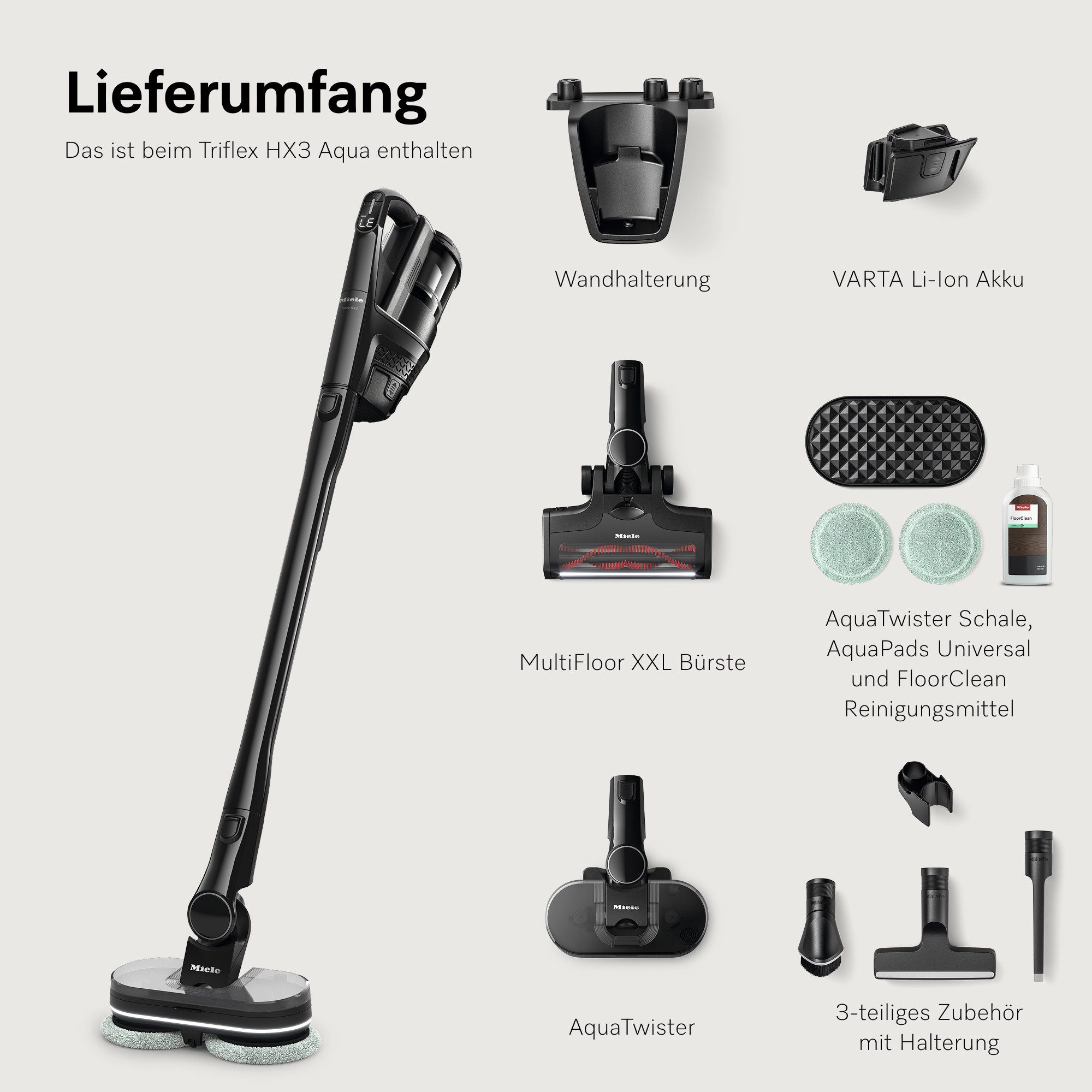 Miele Akku-Stielstaubsauger Triflex HX3 Aqua, 192 W