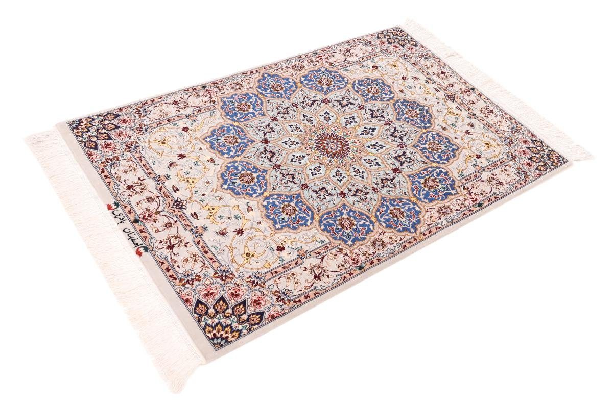 Nain Höhe: Orientteppich, Seidenkette mm 6 rechteckig, Handgeknüpfter Isfahan 82x128 Trading, Orientteppich