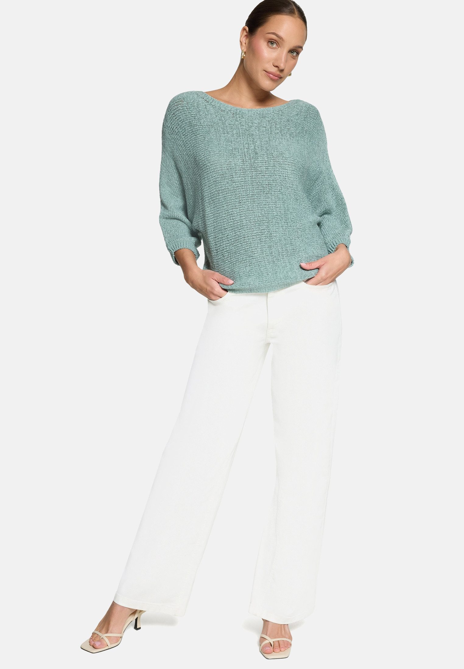 Zero Strickpullover Damen mit Fledermausärmeln (1-tlg) Gerippt
