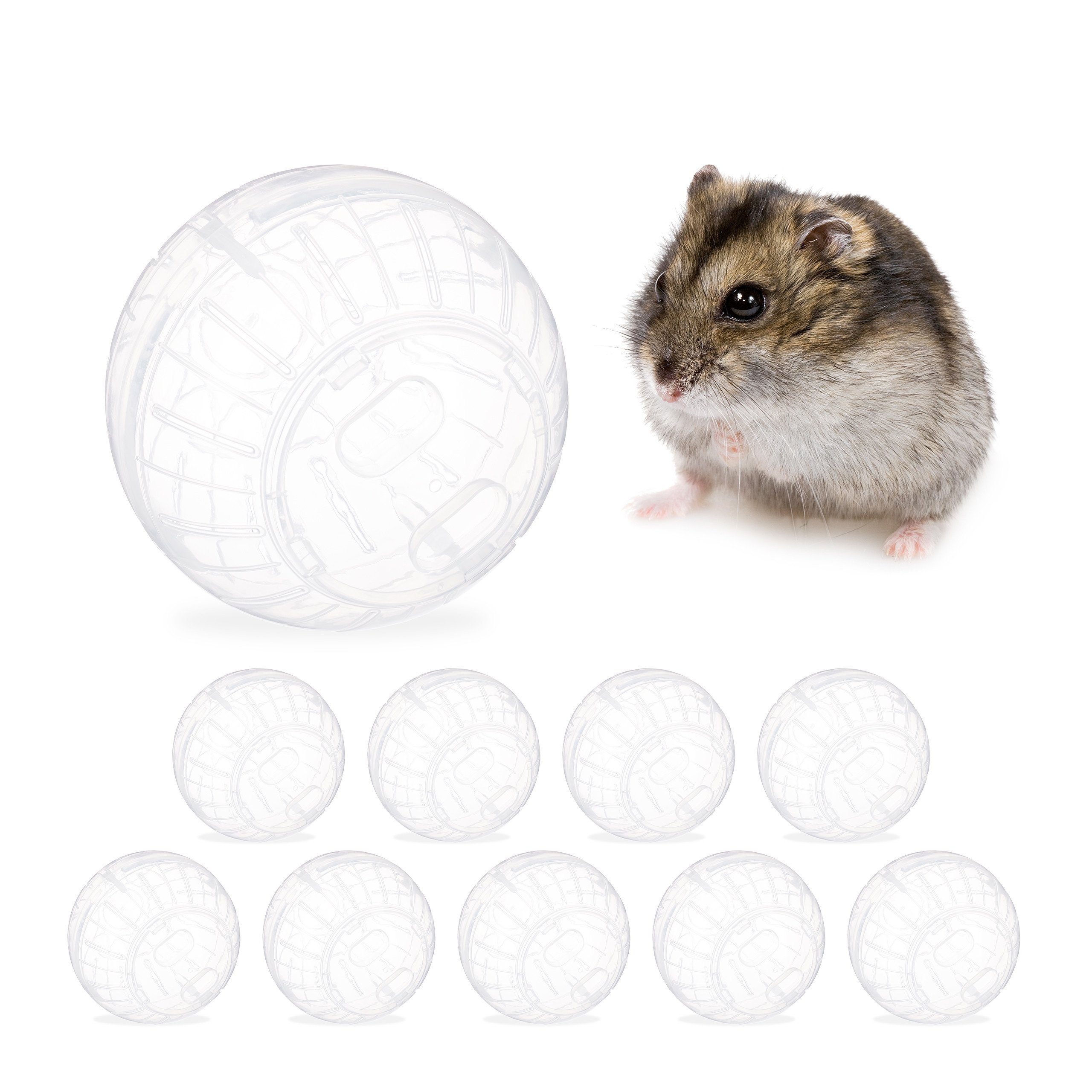 relaxdays Tierball 10 x Hamsterball transparent, Kunststoff