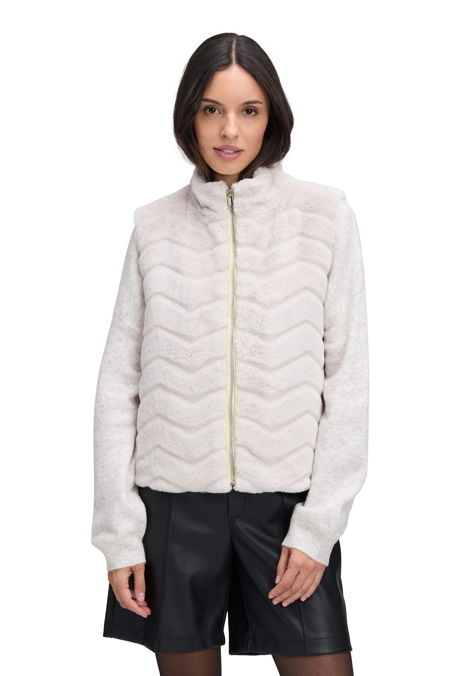 Cartoon Plüschweste Damen Fake Fur-Weste mit hohem Kragen