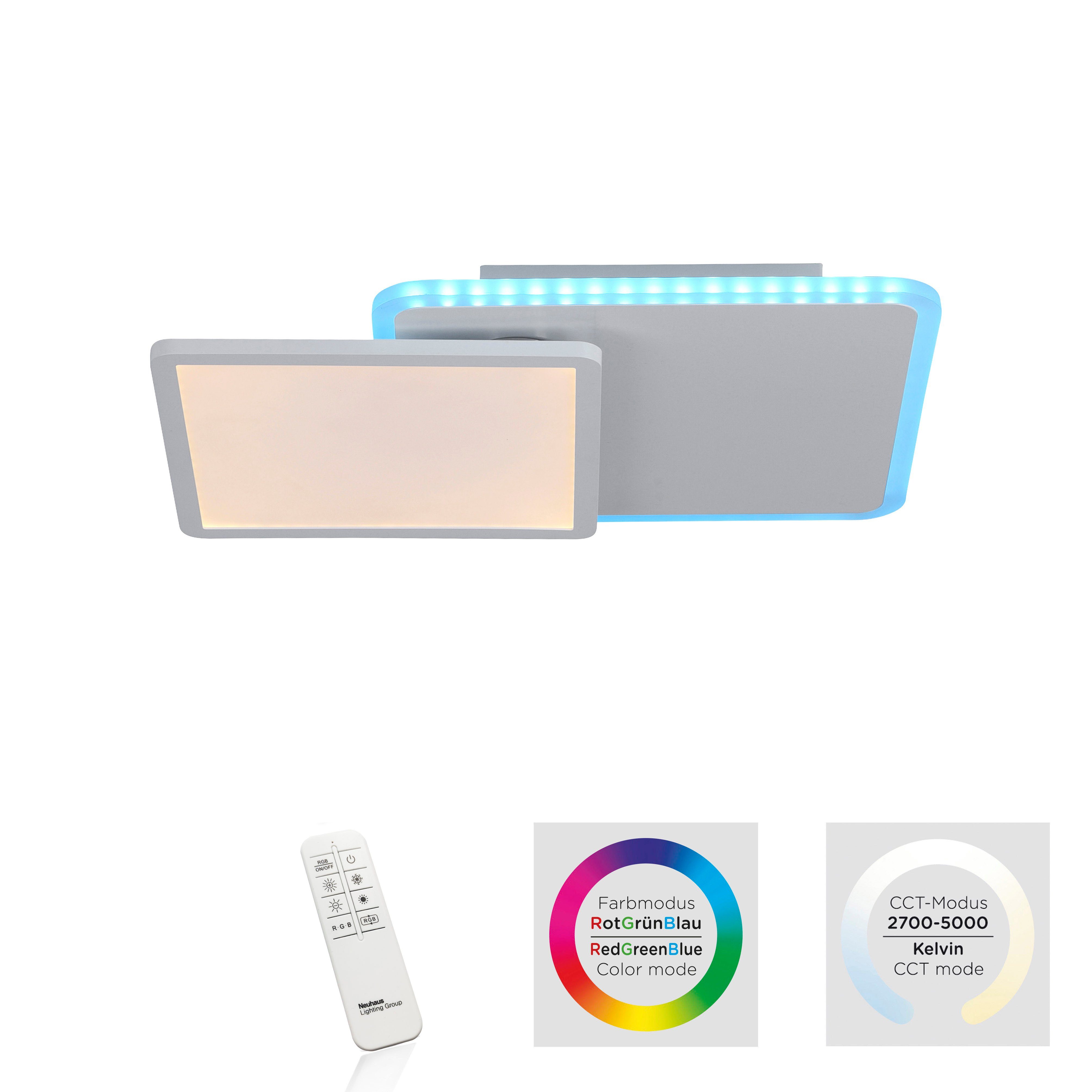 JUST LIGHT Deckenleuchte ARENDA, Memory, nach Trennung vom Netz, RGB, dimmbar über Fernbedienung, LED fest integriert, warmweiß - kaltweiß, CCT - tunable white, RGB, dimmbar über Fernbedienung, Serienschalter