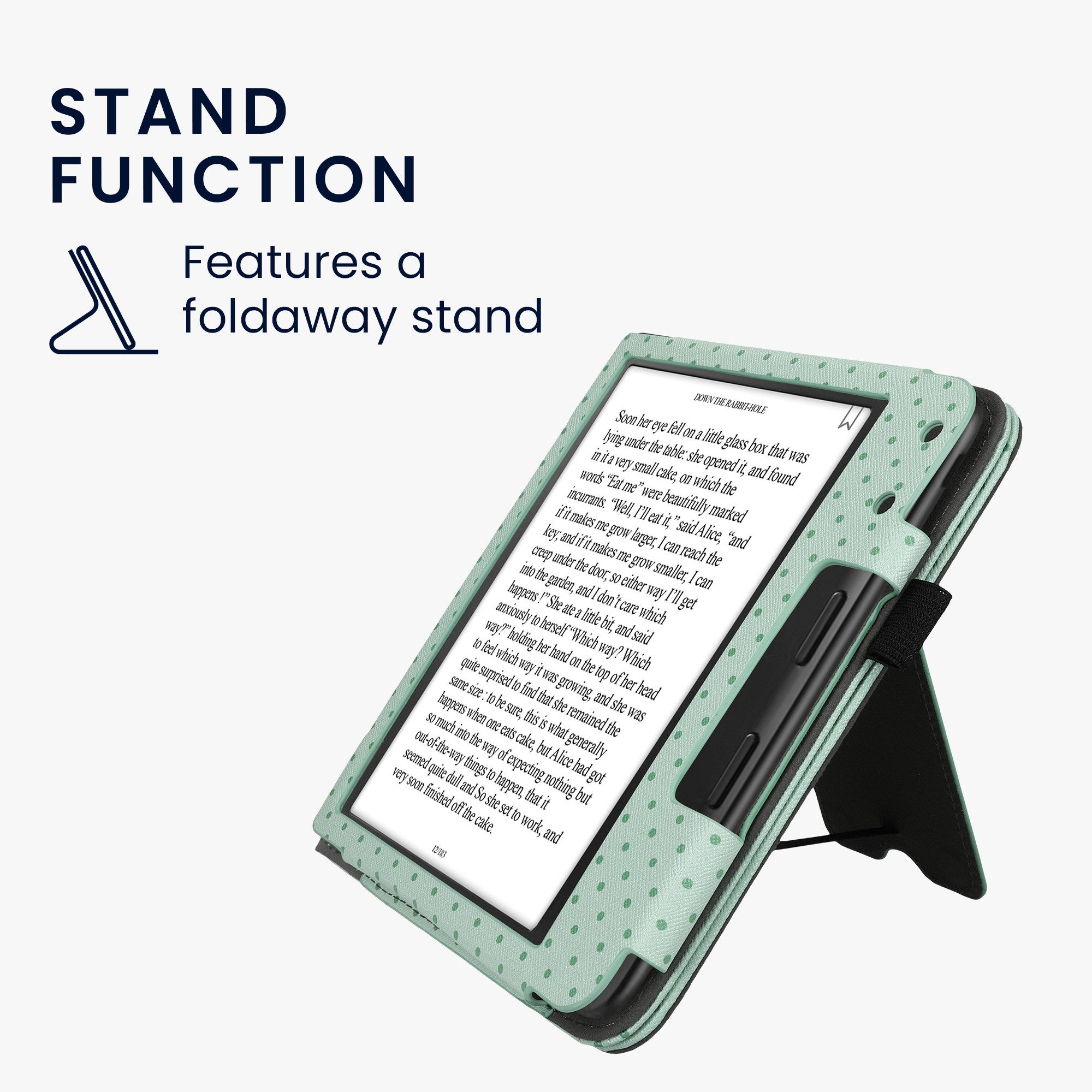 kwmobile E-Reader-Hülle Flip Schutzhülle für Kobo Kobo Libra Colour / Tolino Vision Color, Handschlaufe - Cover Eule Schlaf Design – Bild 5 von 5