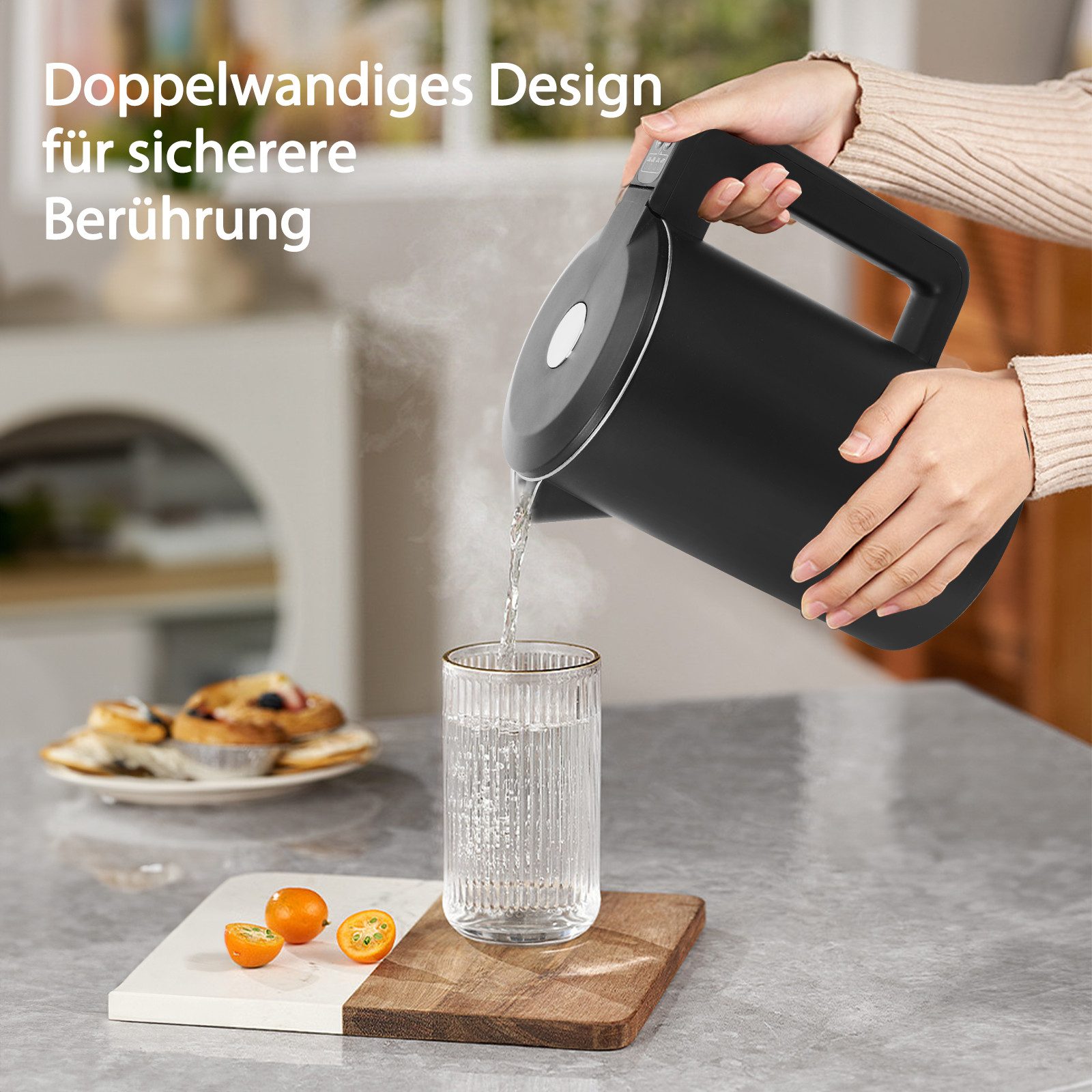 Aigostar Wasserkocher Smart Wasserkocher mit Temperatureinstellung 40°C-100°C, 1,7 L, 2200 W, Energieverbrauch im verbundenen Standby-Modus 0.626 W.