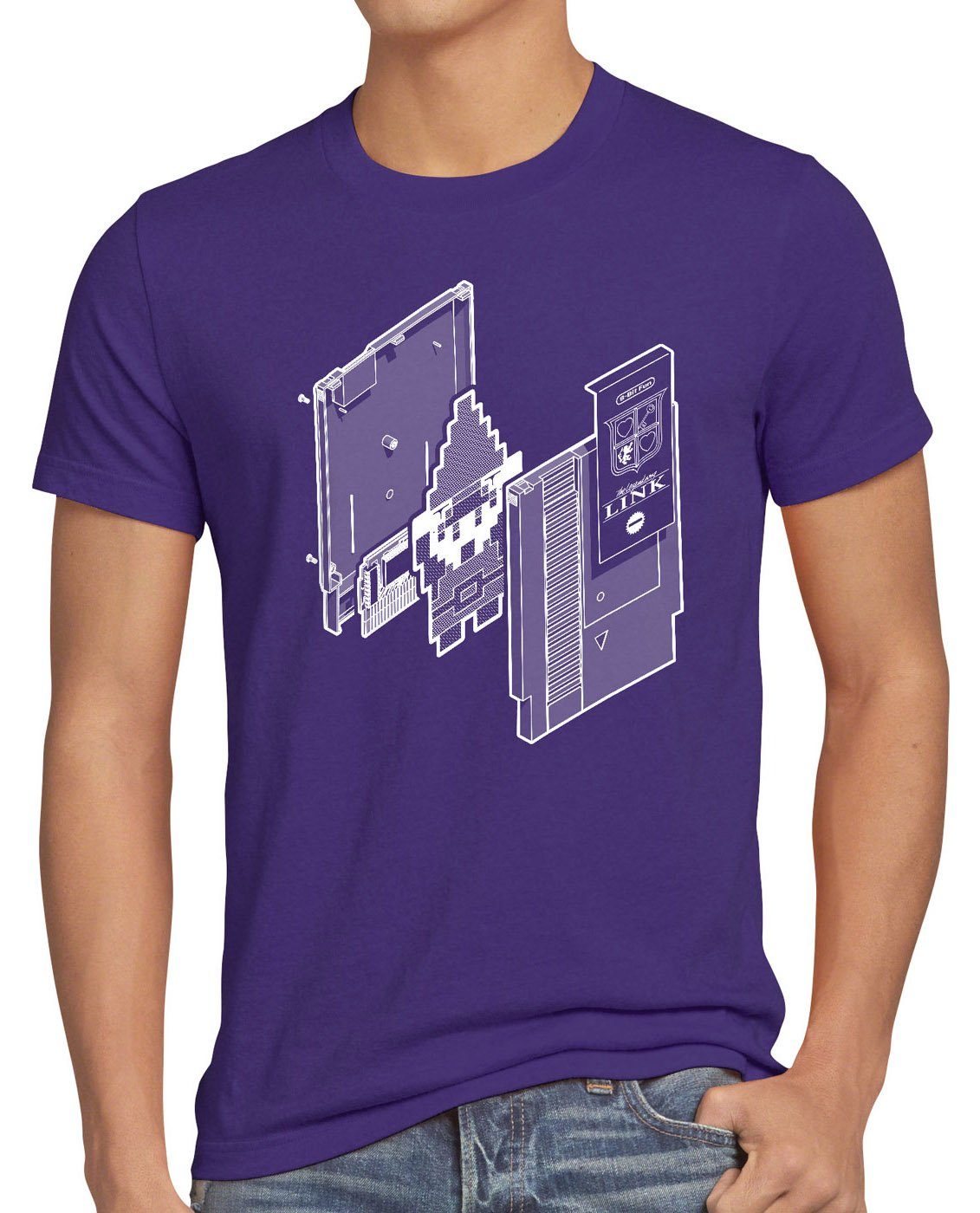 style3 Print-Shirt Herren T-Shirt Adventure of Link classic gamer switch snes 8-Bit lila