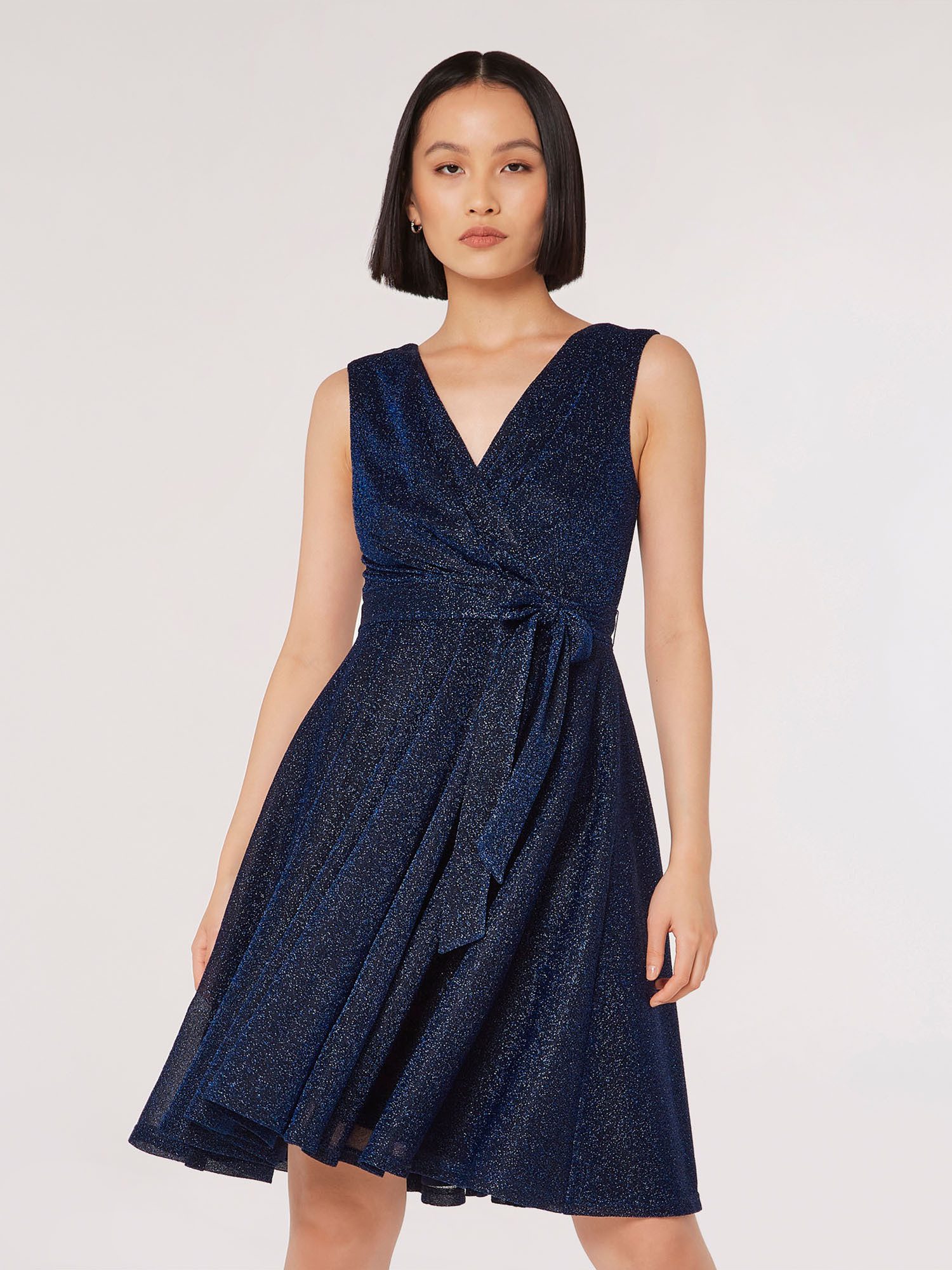 Apricot Partykleid Skaterkleid (2-tlg) mit Taillenband und Lurex günstig online kaufen