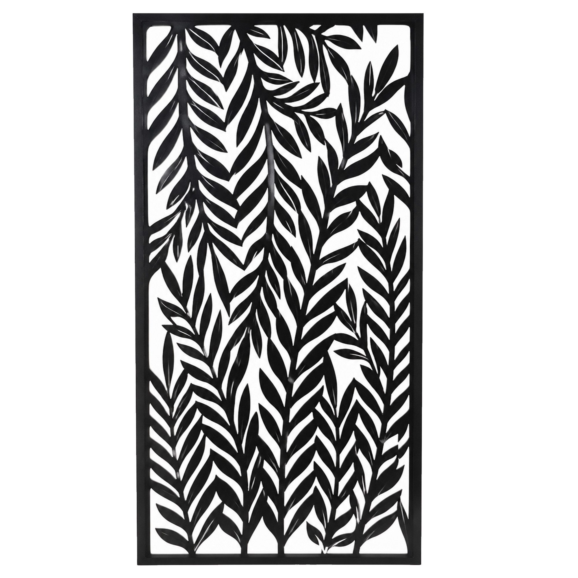 UNUS HOME Wanddekoobjekt Metallbild Palmblätter 120x60cm Wanddeko groß (120x60cm, aus schwarzen Metall), Wandschmuck, Wandbild