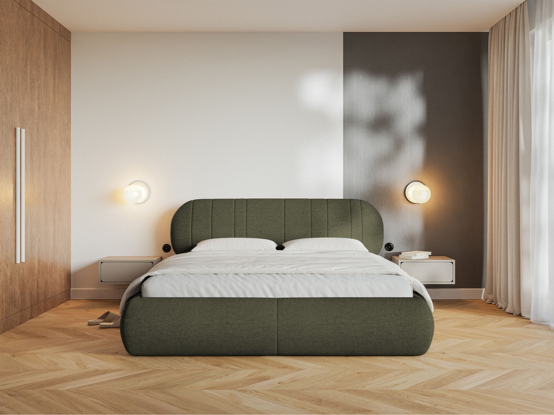 Selsey Polsterbett ASMELIO, Doppelbett mit Bettkasten, Lattenrost und Kopfteil