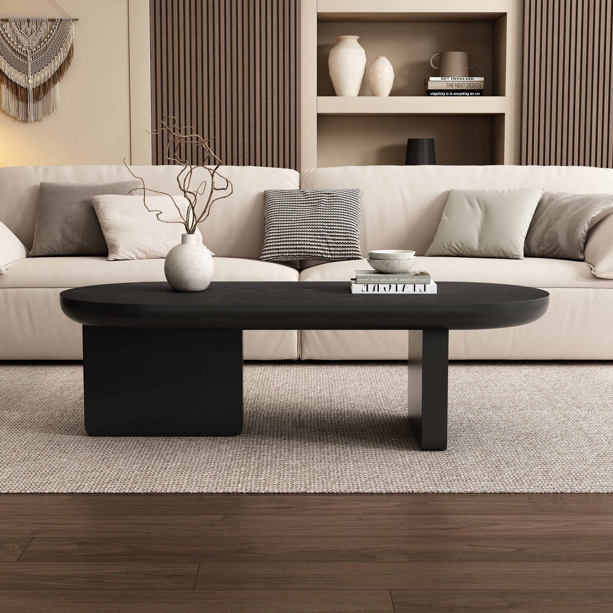 MODFU Couchtisch mit ovaler MDF-Tischplatte (Sofatisch, günstig online kaufen