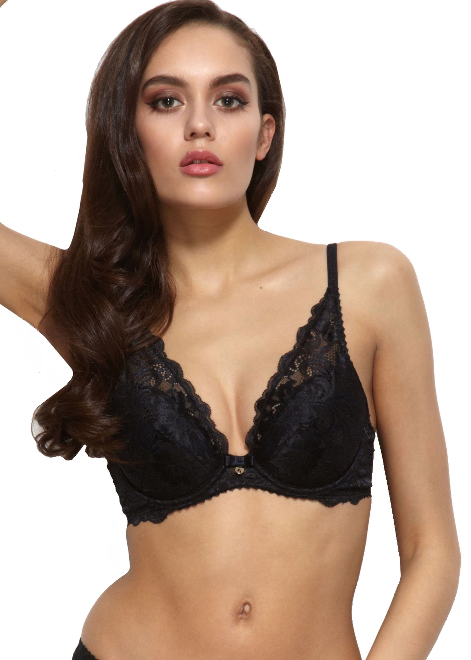 Spitze) Push-Up (V-Push-Up Black Gossard glatte Dekolleté-BH "V" Gypsy BH Tiefer BH,