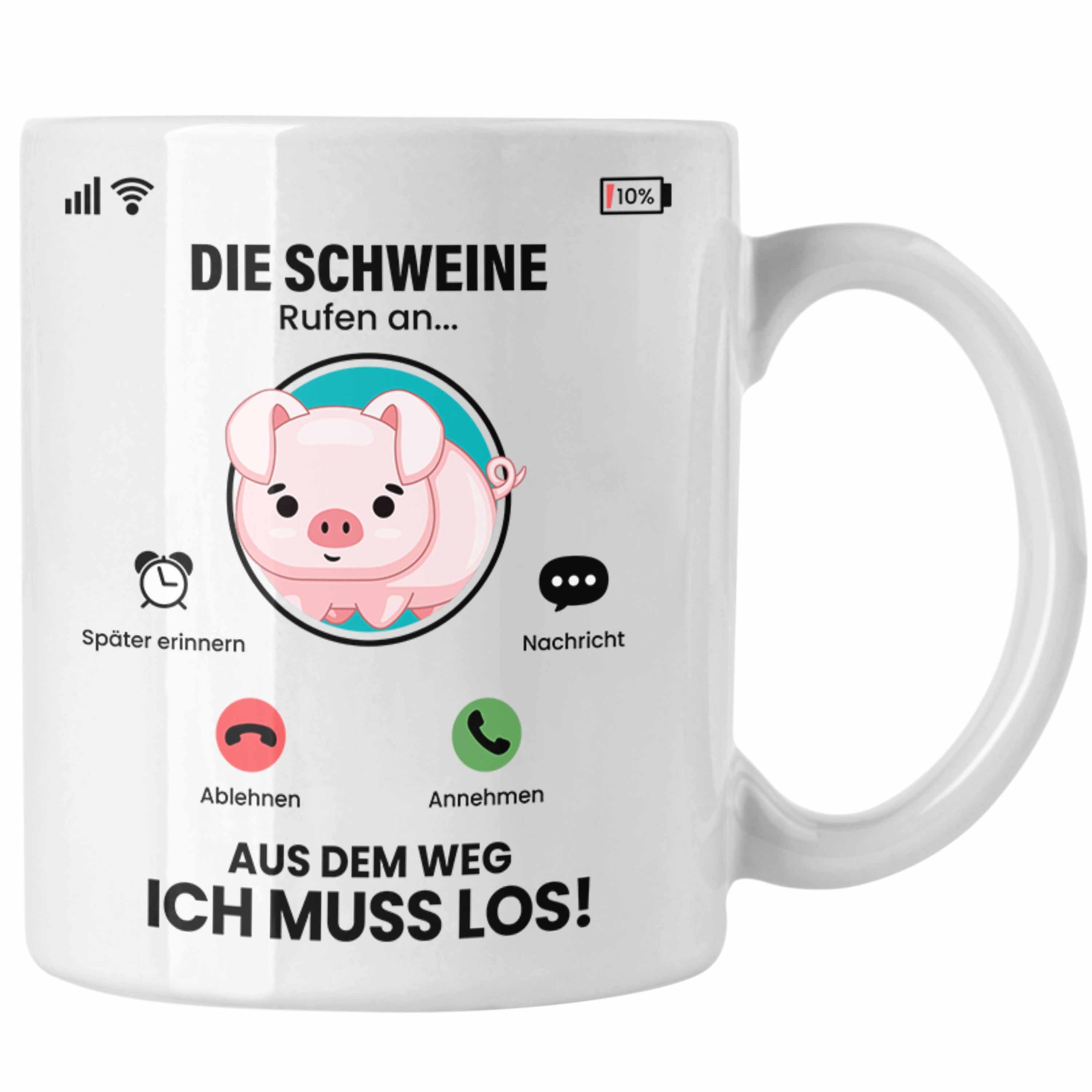 Trendation Tasse Die Schweine Rufen An Tasse Geschenk für Schweine Züchter Besitzer Ges Weiss