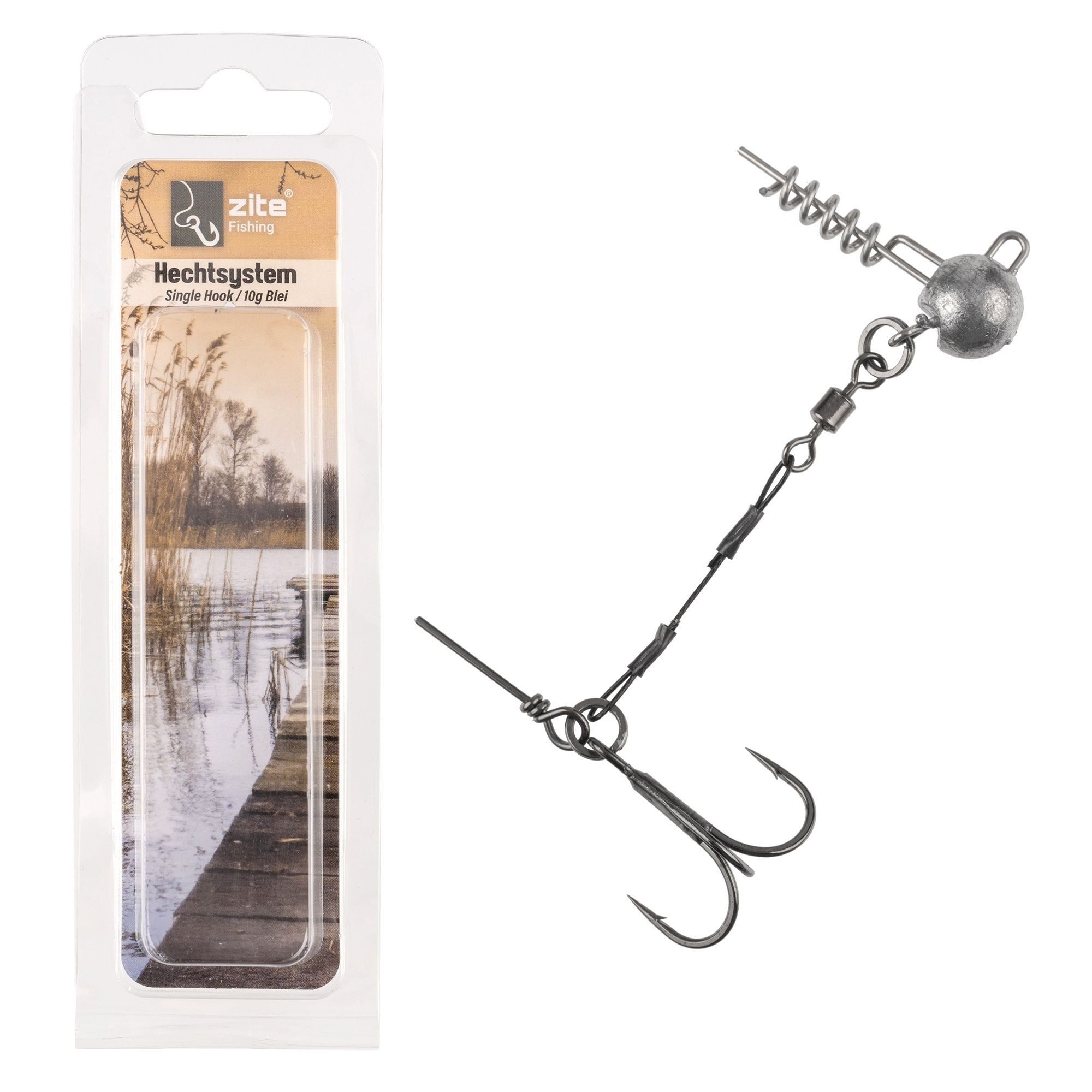 Drillingshaken Hechtsystem Single Hook 5-20g 6cm Natur & UV Neon Gummiköder Angeln