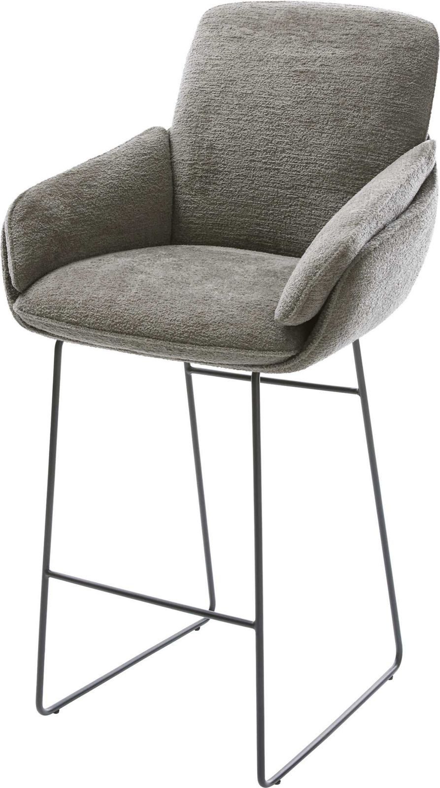 DELIFE Barhocker Luan-Flex, Kufengestell Metall Schwarz Bouclé Soft Schlamm