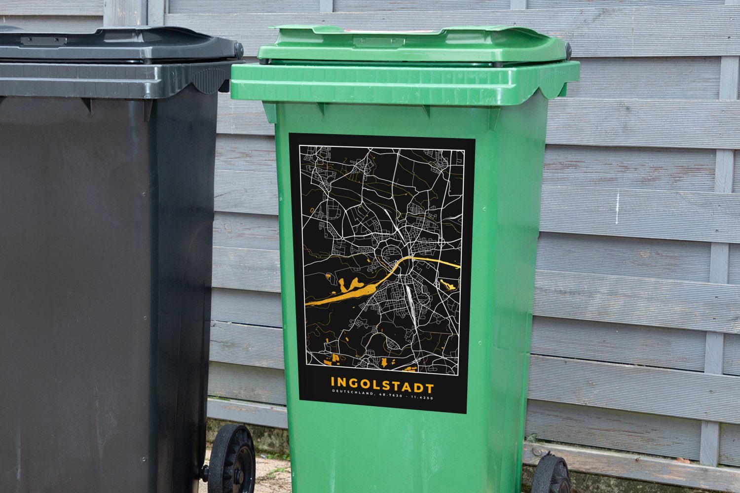 - - Mülleimer-aufkleber, - St), Ingolstadt Abfalbehälter Stadtplan - Gold Container, Wandsticker Mülltonne, Deutschland MuchoWow Sticker, (1 Karte