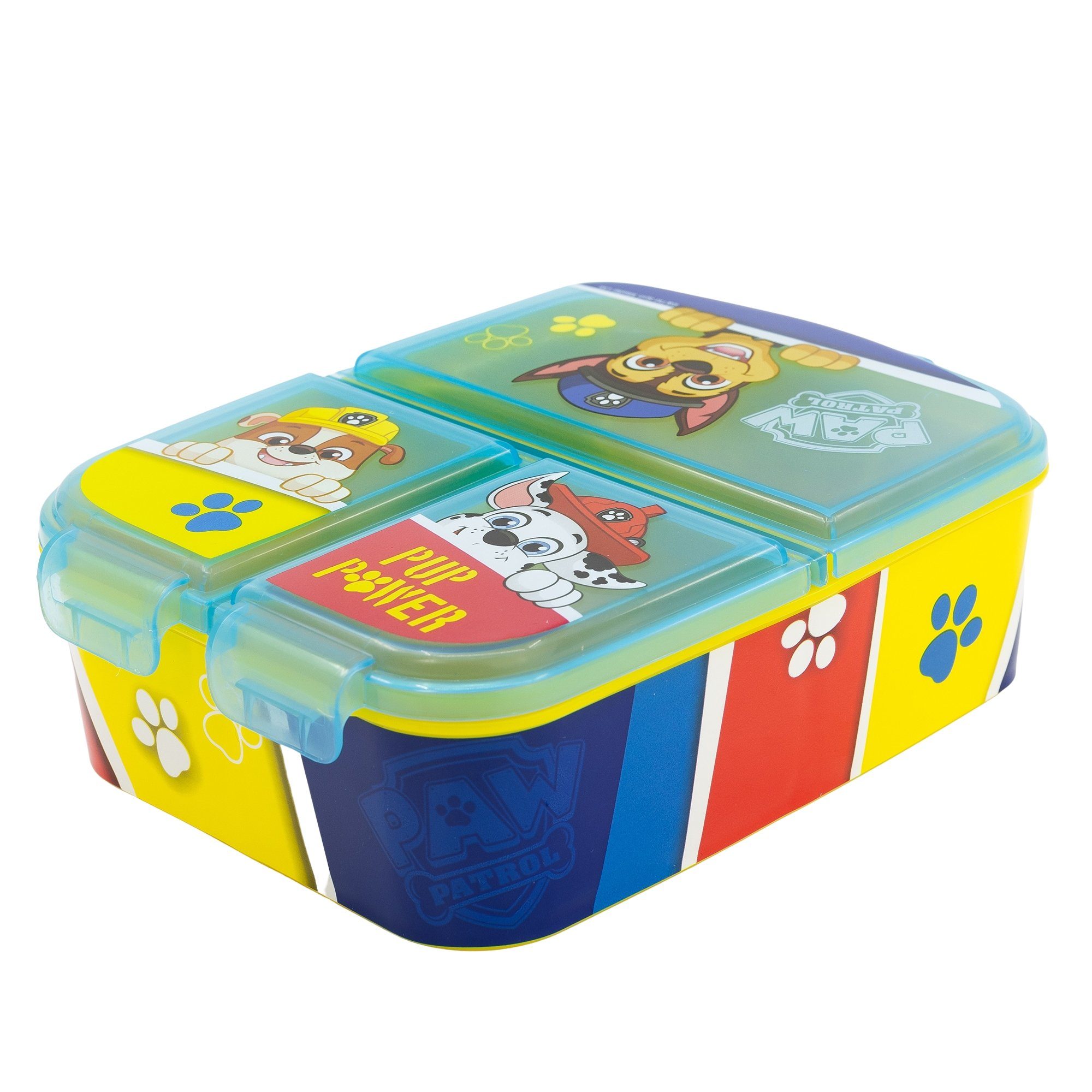 POWER, Lunchbox Kunststoff, frei Brotdose Kinder PAW BPA mit 3-Fach-Unterteilung PUP PATROL