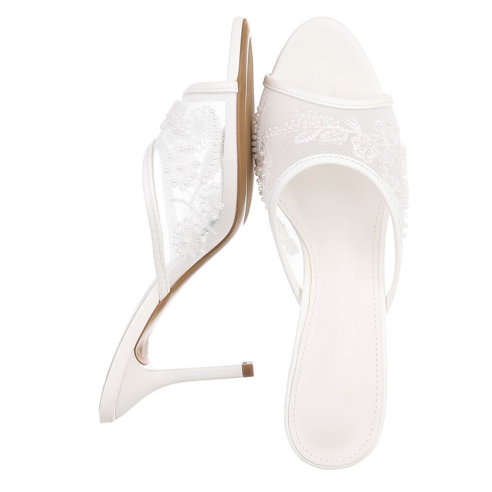 Ital-Design Damen Festliche Mule High Heel mit Spitzform für Anlässe Pantolette (91895506) Pfennig-/Stilettoabsatz Sandalen & Sandaletten in Weiß