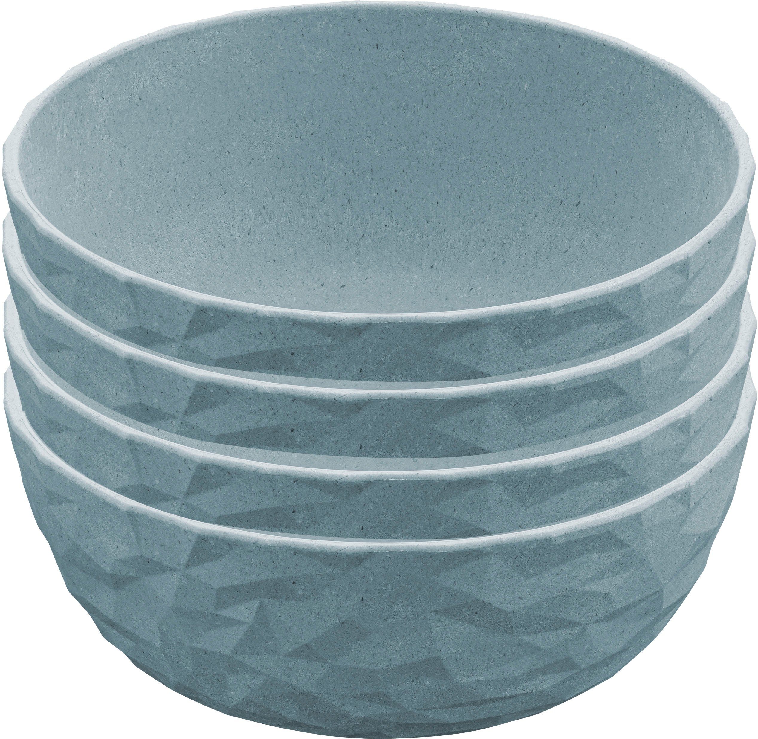 KOZIOL Schale CLUB BOWL, Kunststoff, (Set, 4-tlg), CO² neutral, Made in Germany. Bozirkulärer Kunststoff, 700 ml nature flower blue